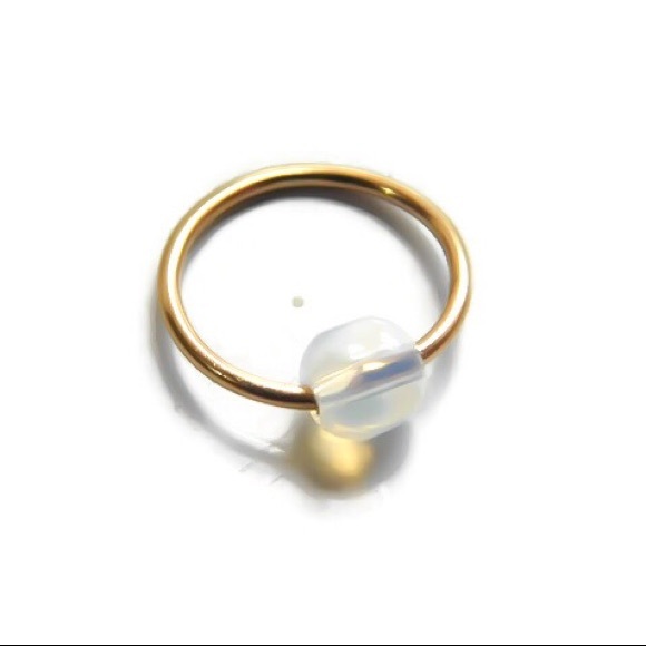 14K SOLID Gold or Rose Opalite Captive Bead Ring - CBR - Septum & Daith Piercing - Picture 3 of 10